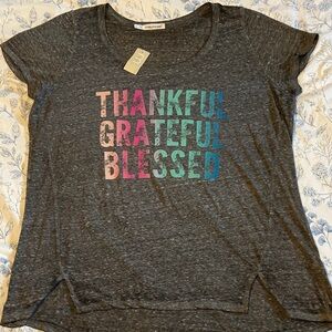 NWT Maurices Thankful Charcoal Tee